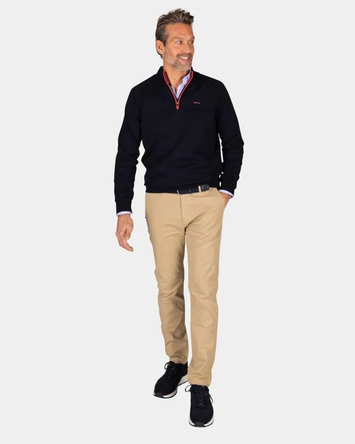 Men Knitwear NZA New Zealand Auckland Navy Cotton HalfZip Pullover 8211 Midnight Navy