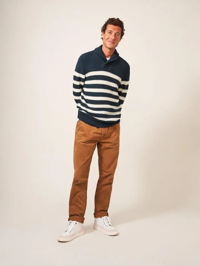 Men KNITWEAR White Stuff Breton Shawl Collar Jumper Dk Teal