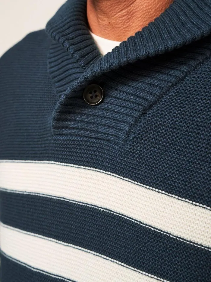 Men KNITWEAR White Stuff Breton Shawl Collar Jumper Dk Teal Men KNITWEAR White Stuff Breton Shawl Collar Jumper Dk Teal