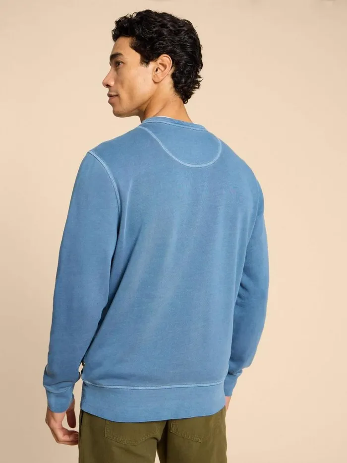 Men KNITWEAR White Stuff Crew Neck Sweat Mid Blue Men KNITWEAR White Stuff Crew Neck Sweat Mid Blue