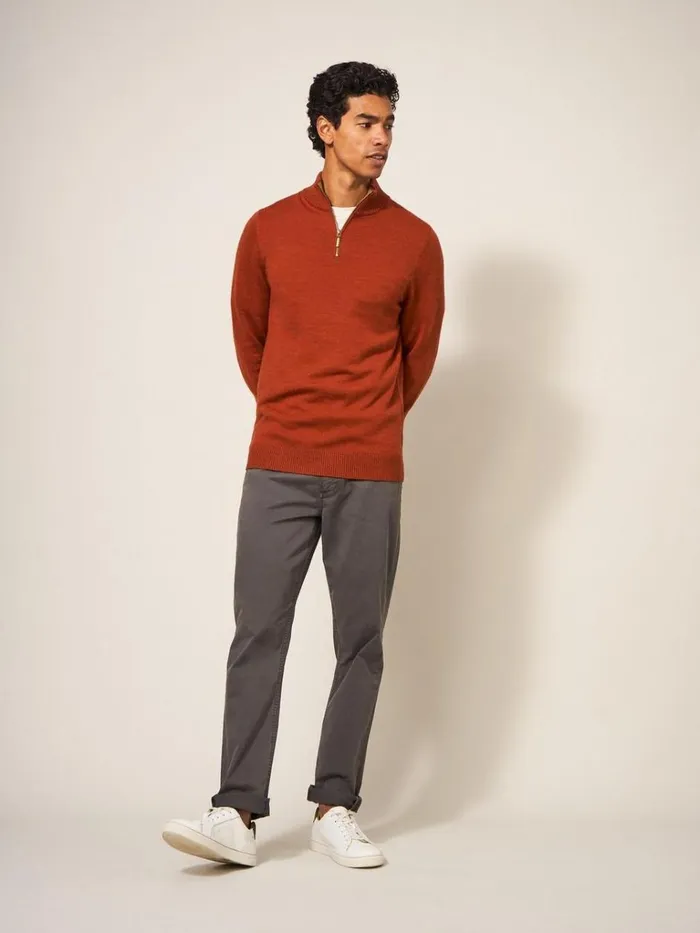 Men KNITWEAR White Stuff Newport Merino Jumper Dark Orange Men KNITWEAR White Stuff Newport Merino Jumper Dark Orange