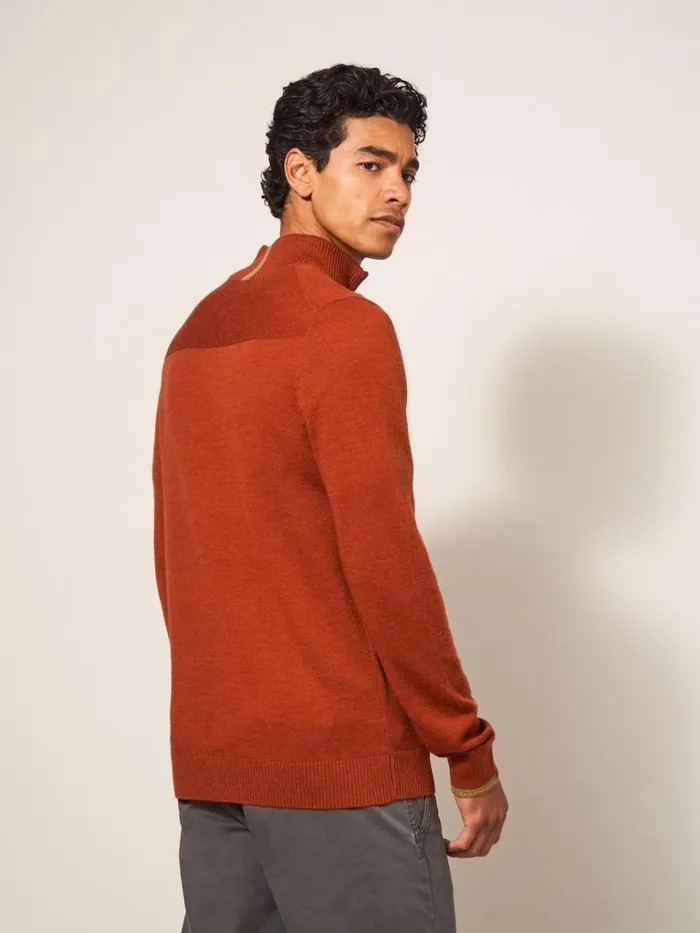 Men KNITWEAR White Stuff Newport Merino Jumper Dark Orange Men KNITWEAR White Stuff Newport Merino Jumper Dark Orange