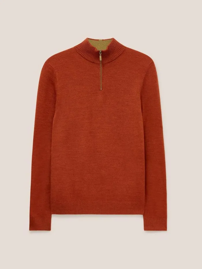 Men KNITWEAR White Stuff Newport Merino Jumper Dark Orange Men KNITWEAR White Stuff Newport Merino Jumper Dark Orange