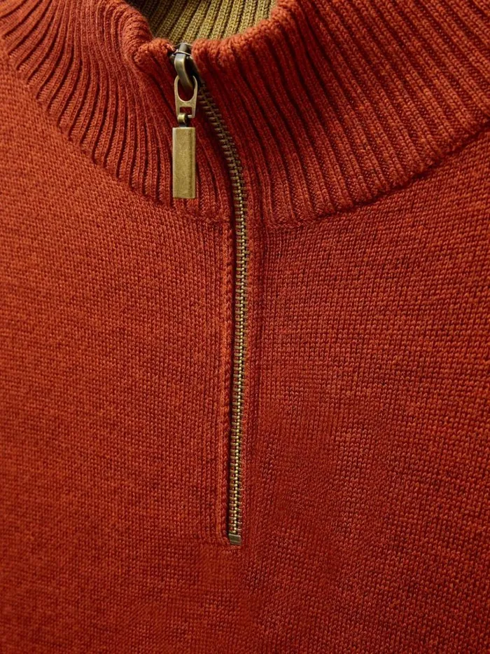 Men KNITWEAR White Stuff Newport Merino Jumper Dark Orange Men KNITWEAR White Stuff Newport Merino Jumper Dark Orange