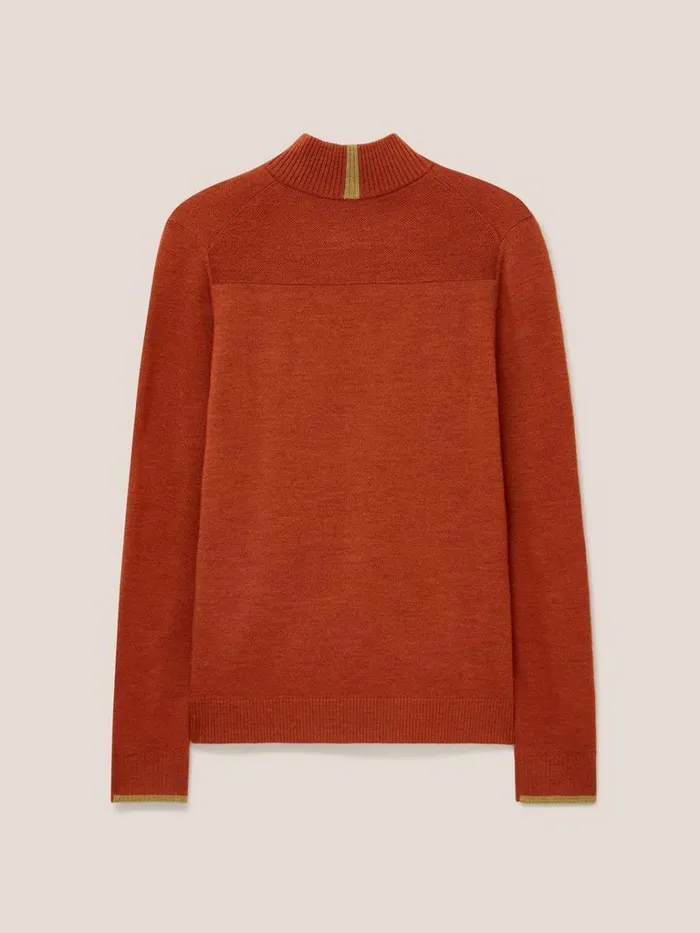 Men KNITWEAR White Stuff Newport Merino Jumper Dark Orange Men KNITWEAR White Stuff Newport Merino Jumper Dark Orange