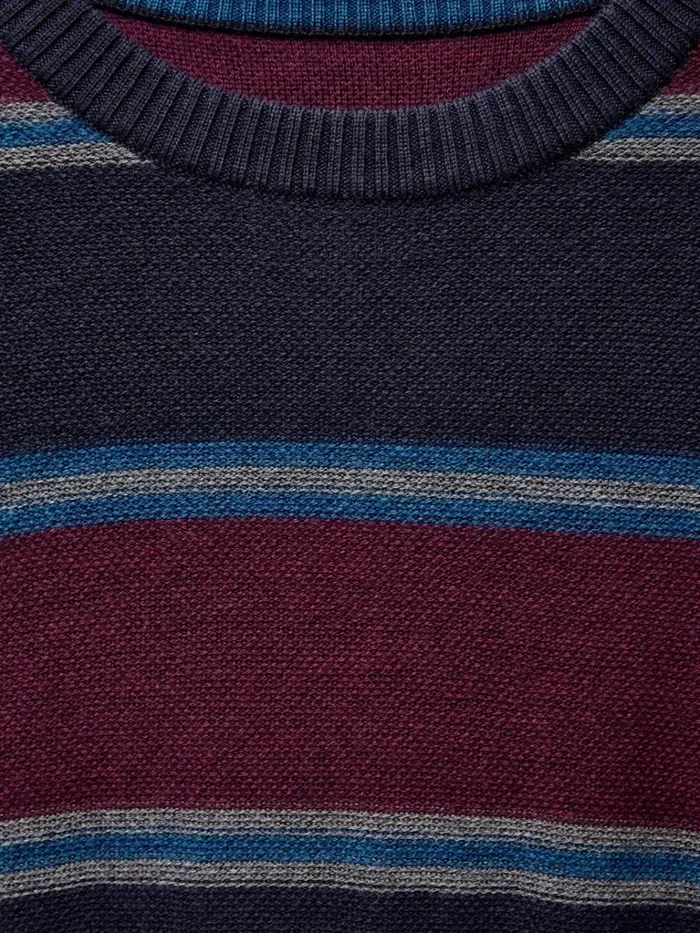 Men KNITWEAR White Stuff Newport Merino Stripe Crew Navy Multi Men KNITWEAR White Stuff Newport Merino Stripe Crew Navy Multi