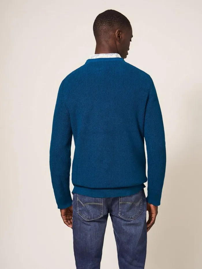 Men KNITWEAR White Stuff Pentire Crew Mid Teal Men KNITWEAR White Stuff Pentire Crew Mid Teal