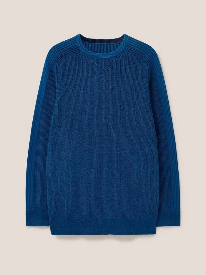 Men KNITWEAR White Stuff Pentire Crew Mid Teal Men KNITWEAR White Stuff Pentire Crew Mid Teal