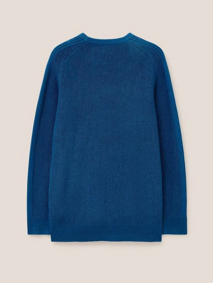 Men KNITWEAR White Stuff Pentire Crew Mid Teal Men KNITWEAR White Stuff Pentire Crew Mid Teal