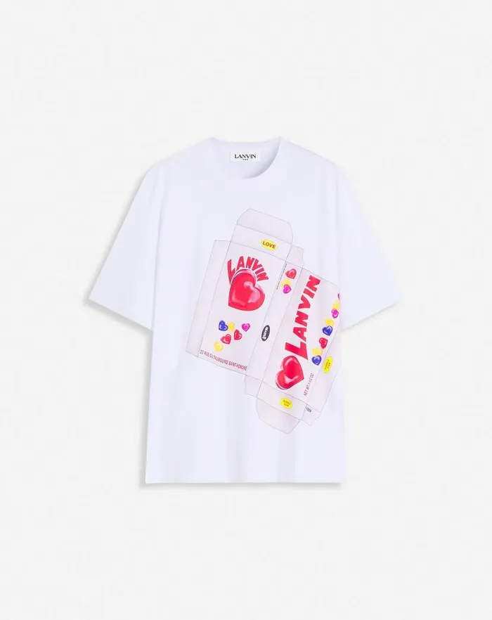 Men Lanvin Coats and Jackets Lanvin Candy Print Straight Fit Tshirt Optic White