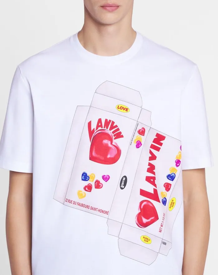 Men Lanvin Coats and Jackets Lanvin Candy Print Straight Fit Tshirt Optic White