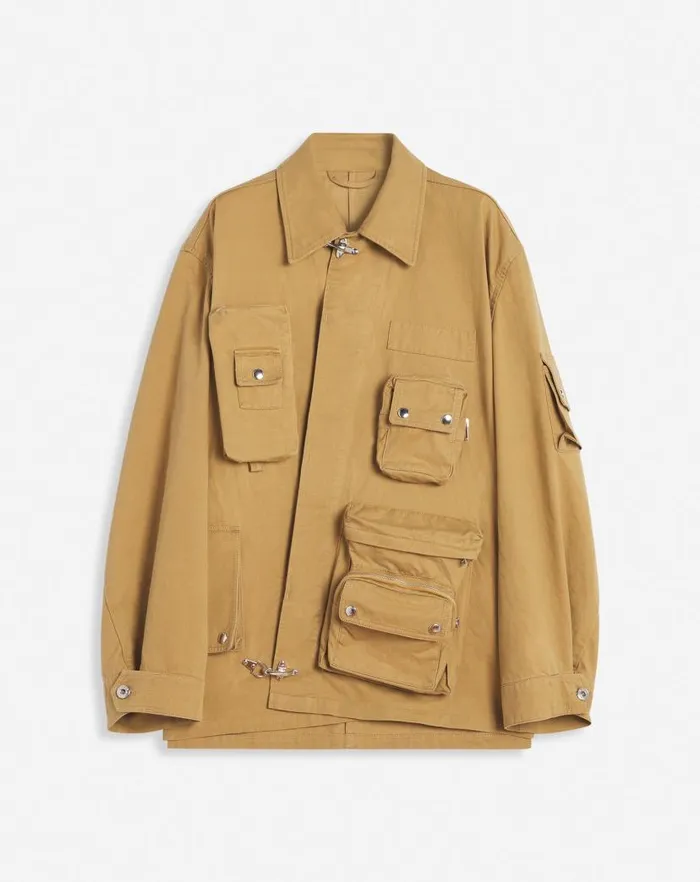 Men Lanvin Coats and Jackets Lanvin X Future Asymmetrical Utility Jacket Sand