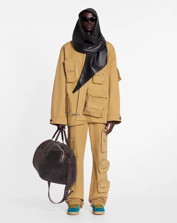 Men Lanvin Coats and Jackets Lanvin X Future Asymmetrical Utility Jacket Sand