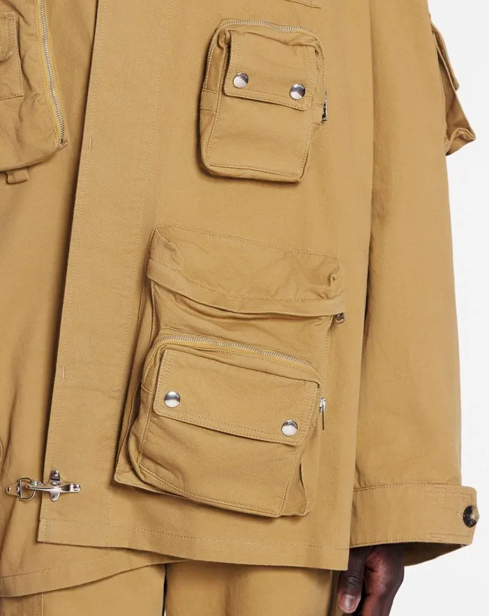 Men Lanvin Coats and Jackets Lanvin X Future Asymmetrical Utility Jacket Sand