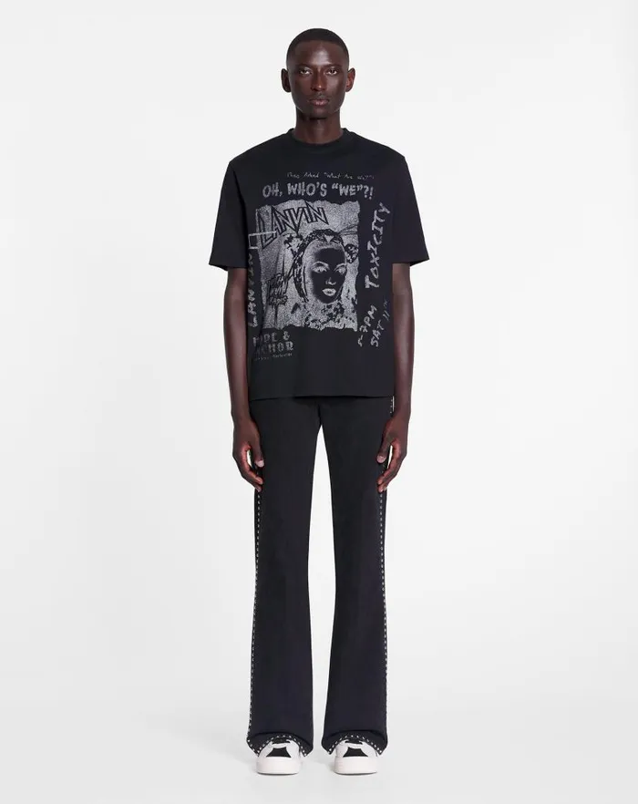 Men Lanvin Coats and Jackets Lanvin X Future Unisex Classic Printed Tshirt Black