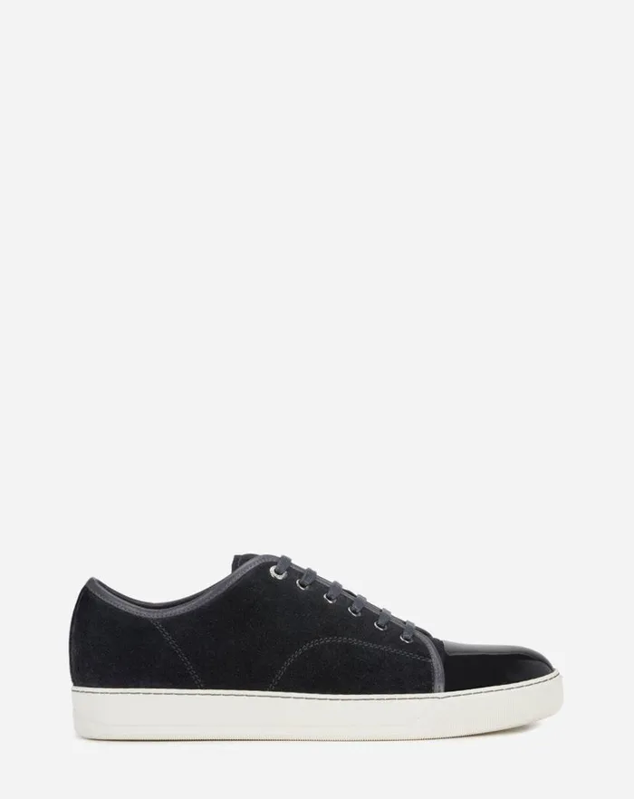 Men Lanvin DBB1 Dbb1 Suede And Patent Leather Sneakers Grey
