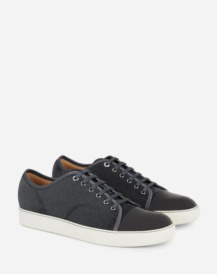 Men Lanvin DBB1 Dbb1 Suede And Patent Leather Sneakers Grey