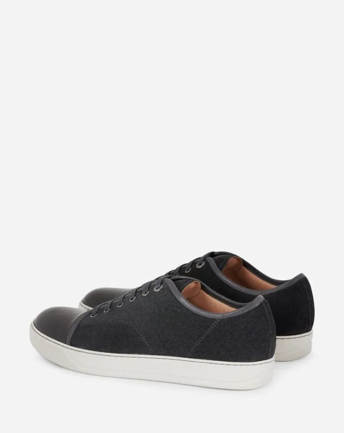 Men Lanvin DBB1 Dbb1 Suede And Patent Leather Sneakers Grey
