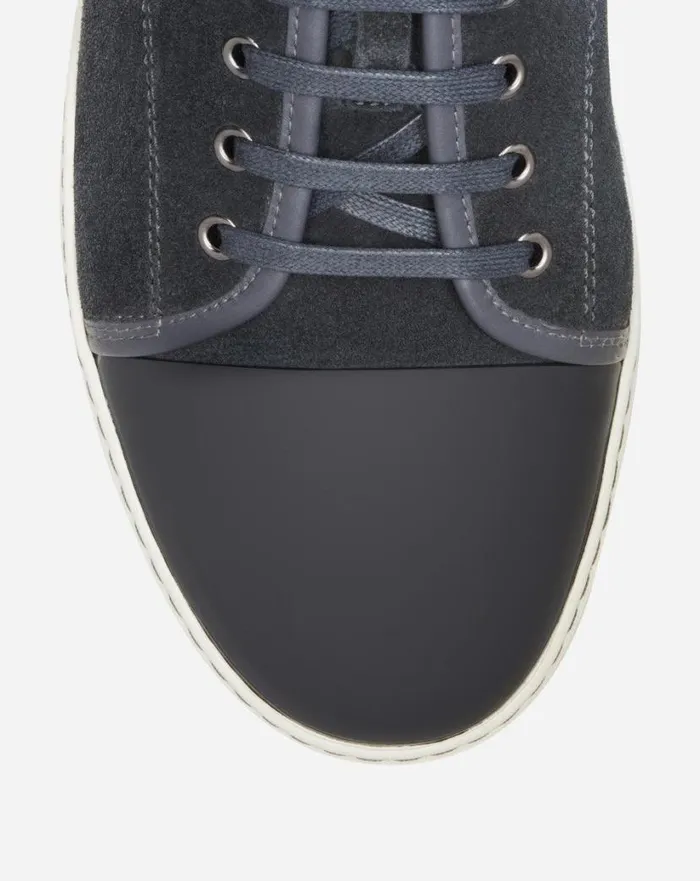 Men Lanvin DBB1 Dbb1 Suede And Patent Leather Sneakers Grey