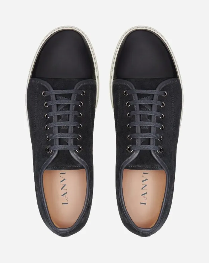 Men Lanvin DBB1 Dbb1 Suede And Patent Leather Sneakers Grey