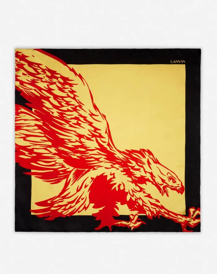 Men Lanvin Hats Lanvin X Future Printed Silk Eagle Scarf Cornbright Orange
