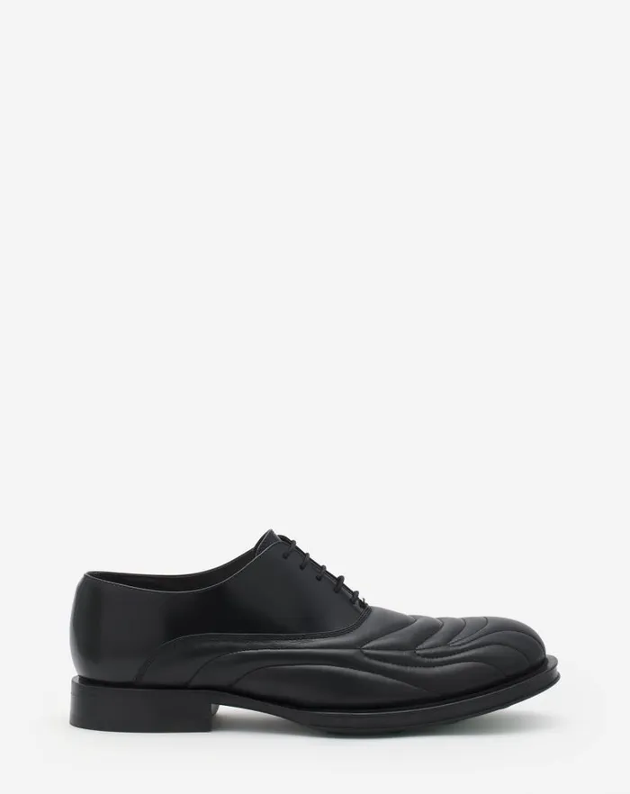 Men Lanvin Loafers and Derbies Medley Leather Richelieu Shoe Blackgreen