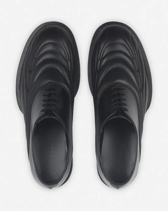 Men Lanvin Loafers and Derbies Medley Leather Richelieu Shoe Blackgreen Men Lanvin Loafers and Derbies Medley Leather Richelieu Shoe Blackgreen