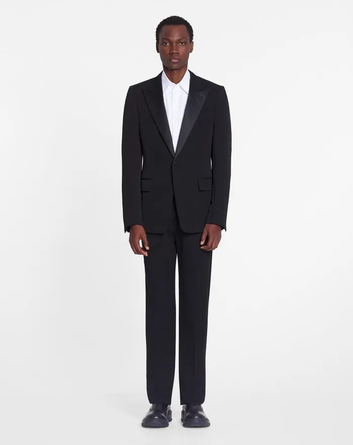 Men Lanvin Pants and Shorts Fitted Tailored Pants With Satin Bands Black Men Lanvin Pants and Shorts Fitted Tailored Pants With Satin Bands Black