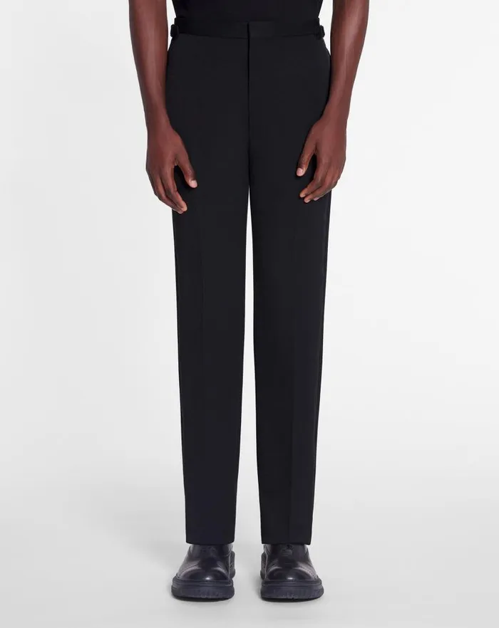Men Lanvin Pants and Shorts Fitted Tailored Pants With Satin Bands Black Men Lanvin Pants and Shorts Fitted Tailored Pants With Satin Bands Black