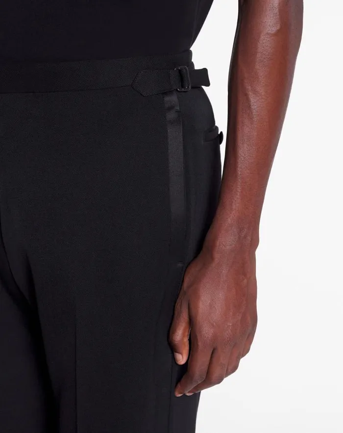 Men Lanvin Pants and Shorts Fitted Tailored Pants With Satin Bands Black Men Lanvin Pants and Shorts Fitted Tailored Pants With Satin Bands Black