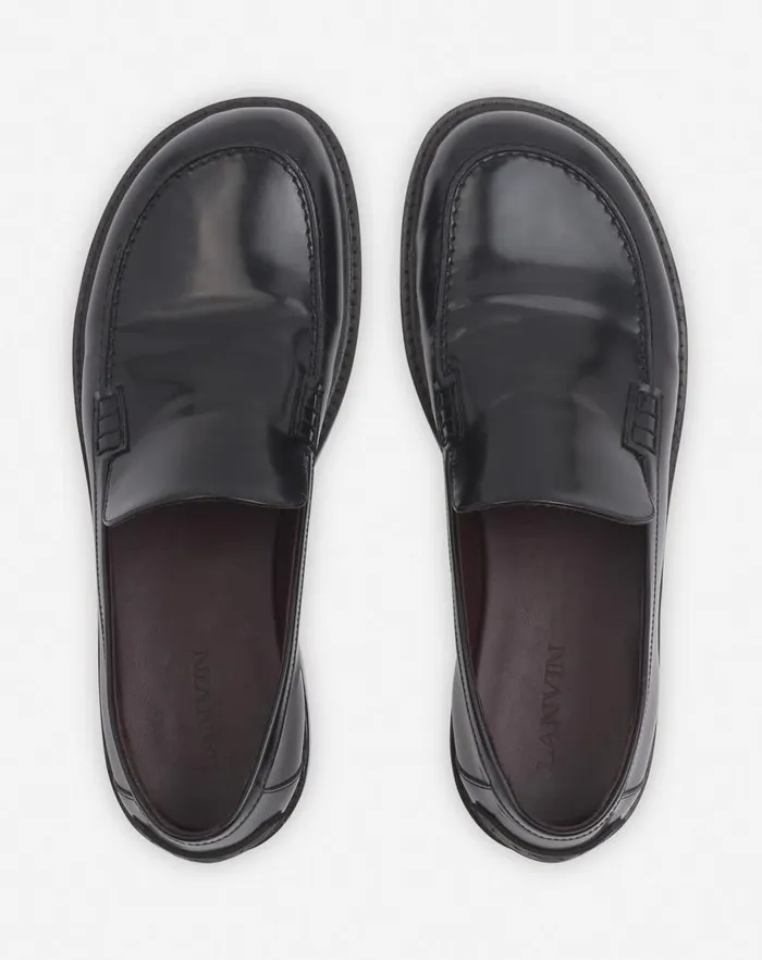 Men Lanvin Sandals Spinto Loafers In Glossy Leather Black Men Lanvin Sandals Spinto Loafers In Glossy Leather Black