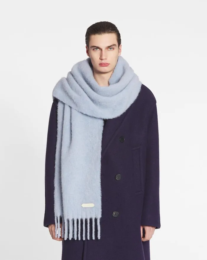 Men Lanvin Scarves Lanvin Fringed Scarf In Wool Newlanvin Blue Men Lanvin Scarves Lanvin Fringed Scarf In Wool Newlanvin Blue