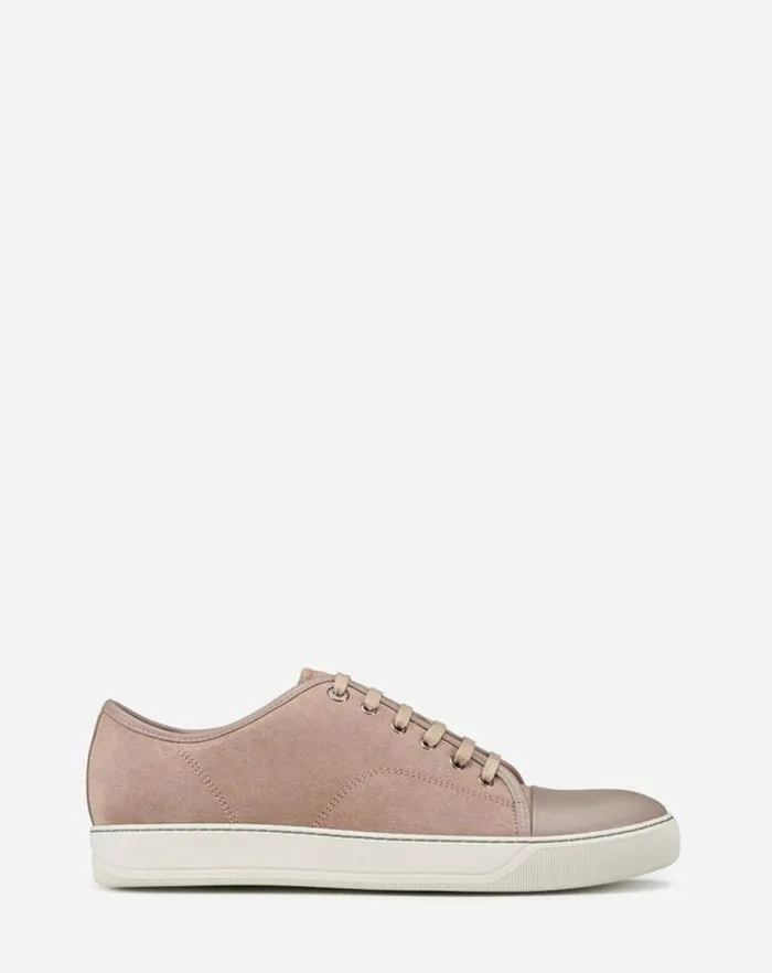 Men Lanvin Sneakers Dbb1 Suede And Leather Sneakers Beige