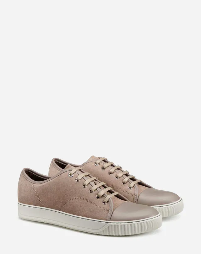 Men Lanvin Sneakers Dbb1 Suede And Leather Sneakers Beige