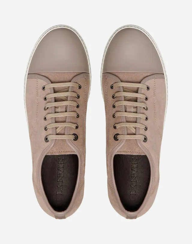 Men Lanvin Sneakers Dbb1 Suede And Leather Sneakers Beige