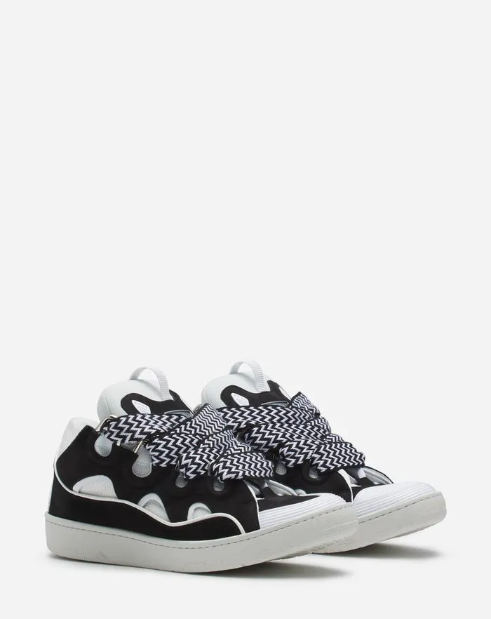 Men Lanvin Sneakers Leather Curb Sneakers Blackwhite Men Lanvin Sneakers Leather Curb Sneakers Blackwhite