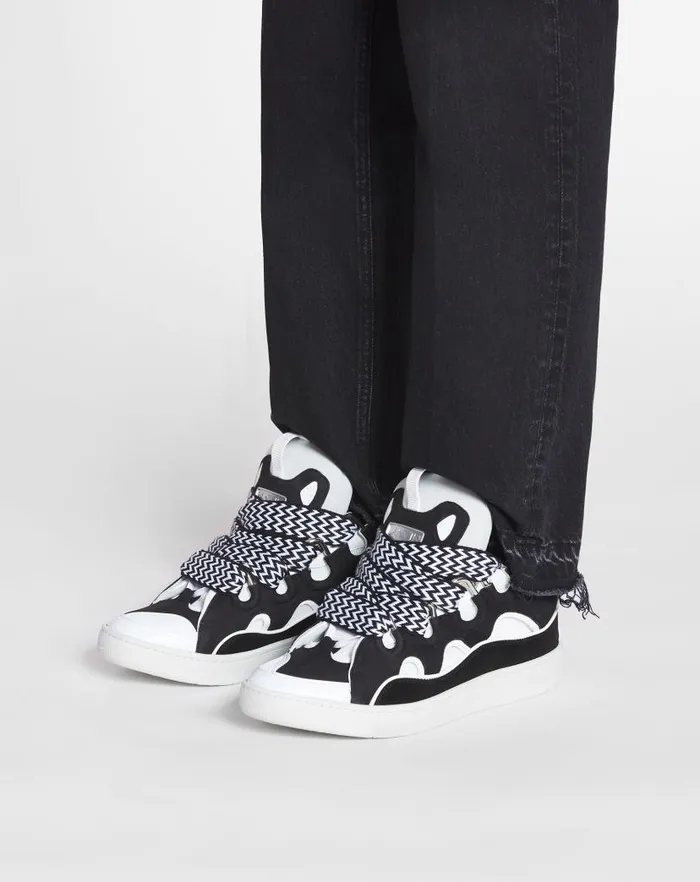 Men Lanvin Sneakers Leather Curb Sneakers Blackwhite Men Lanvin Sneakers Leather Curb Sneakers Blackwhite