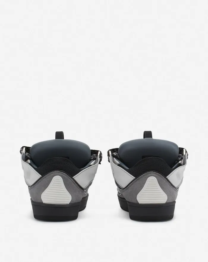 Men Lanvin Sneakers Leather Curb Sneakers Whiteanthracite