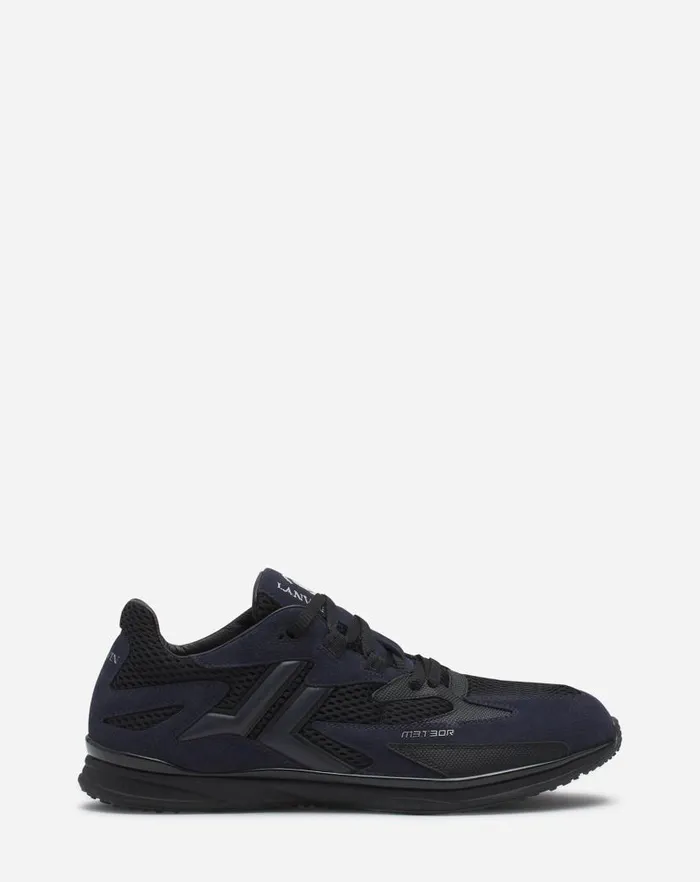 Men Lanvin Sneakers Meteor Sneakers In Mesh And Suede Anthraciteblack