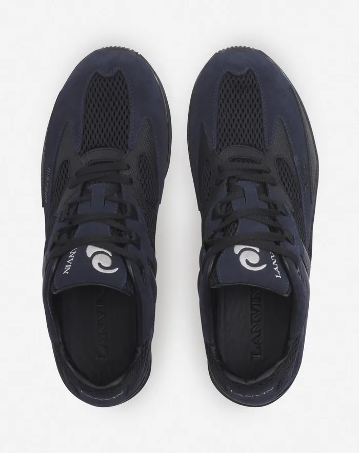 Men Lanvin Sneakers Meteor Sneakers In Mesh And Suede Anthraciteblack