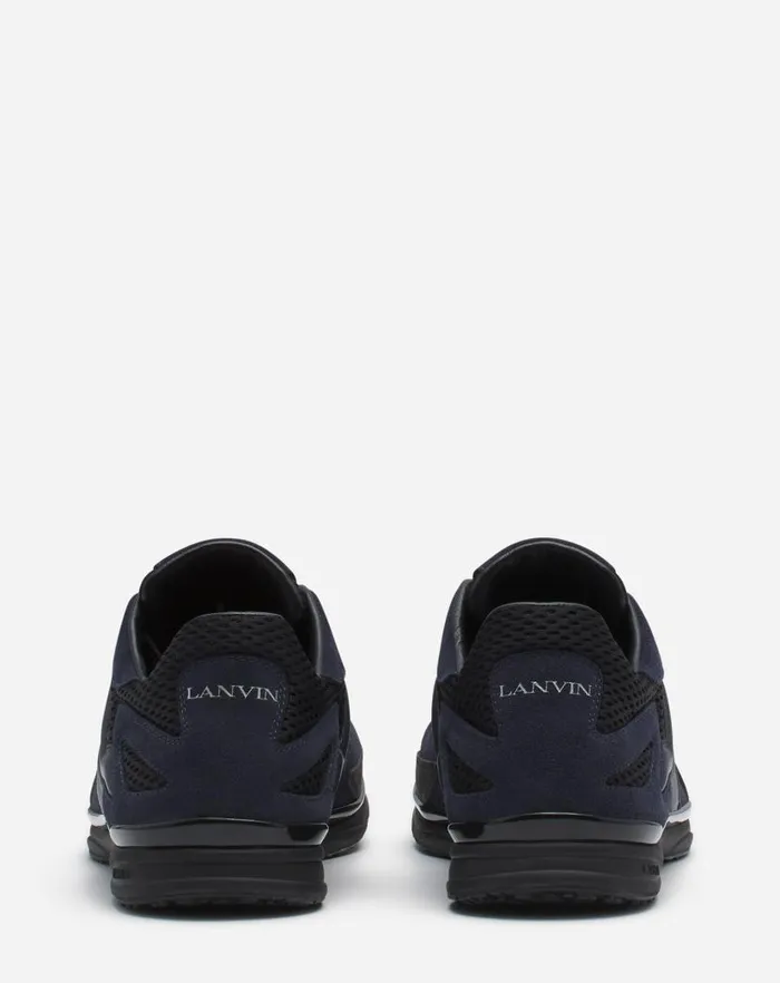 Men Lanvin Sneakers Meteor Sneakers In Mesh And Suede Anthraciteblack