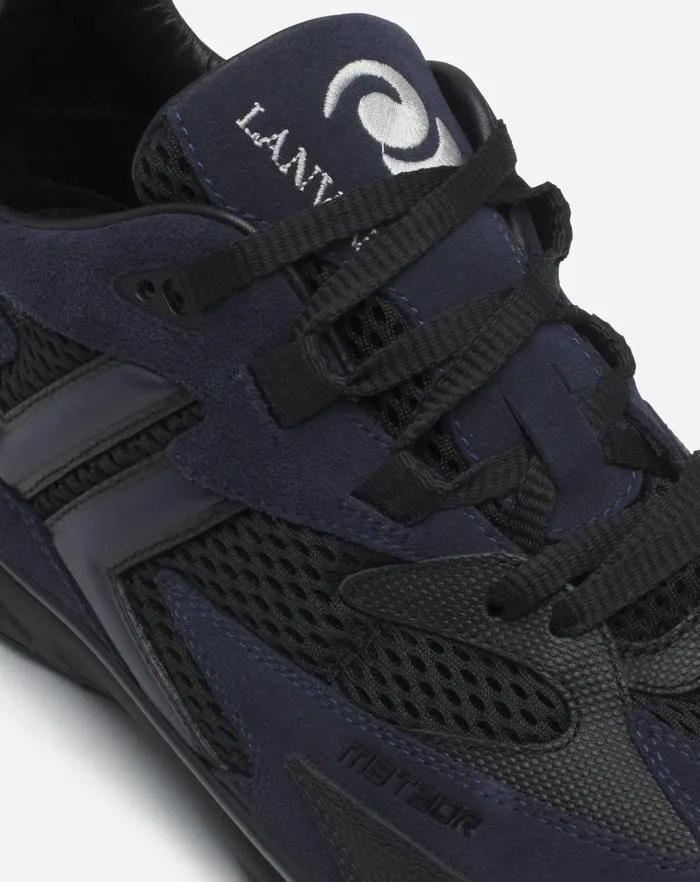 Men Lanvin Sneakers Meteor Sneakers In Mesh And Suede Anthraciteblack