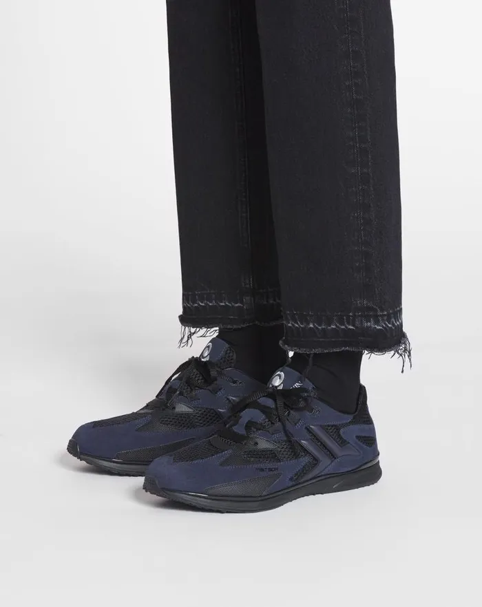 Men Lanvin Sneakers Meteor Sneakers In Mesh And Suede Anthraciteblack