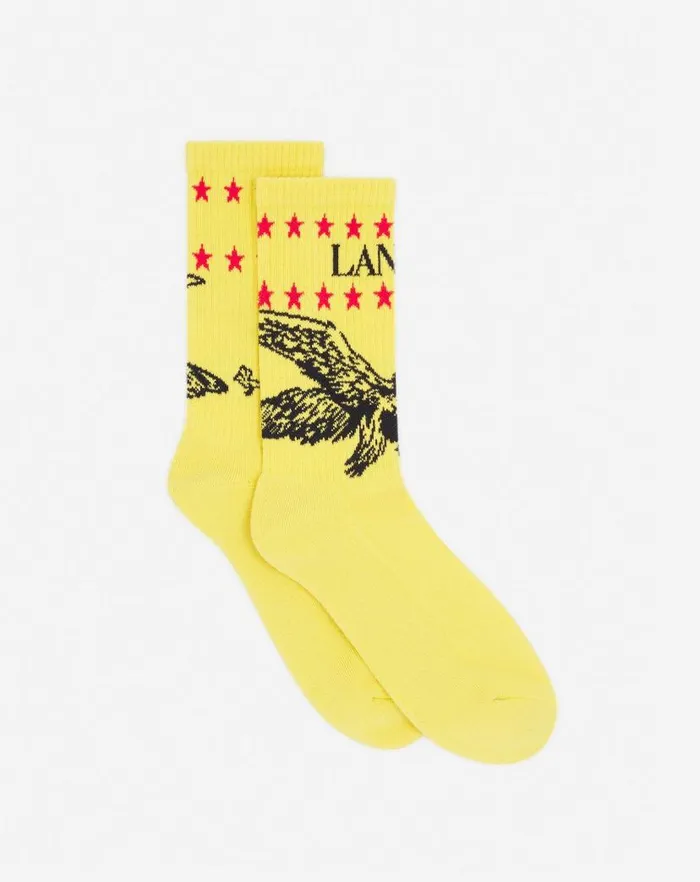 Men Lanvin Socks Lanvin X Future Lanvin Logo And Cotton Eagle Socks Cornbright Orange