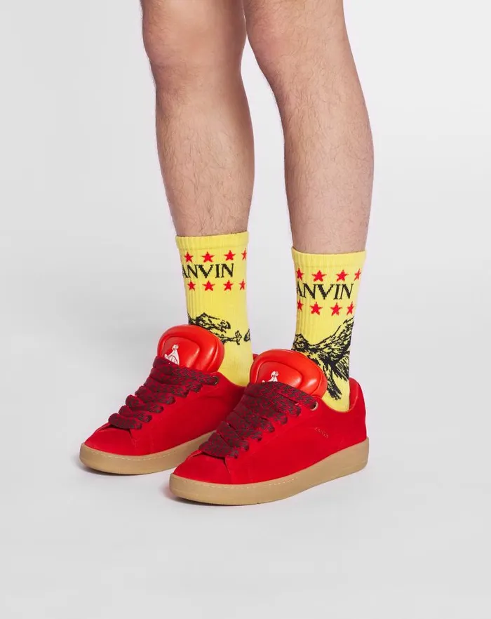 Men Lanvin Socks Lanvin X Future Lanvin Logo And Cotton Eagle Socks Cornbright Orange