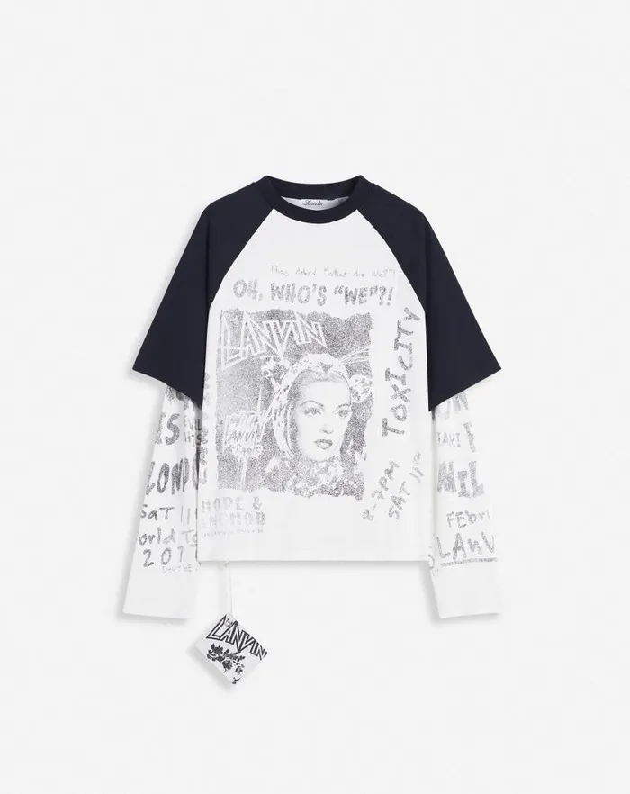 Men Lanvin Tshirts and Polos Lanvin X Future Longsleeved Print Tshirt Black