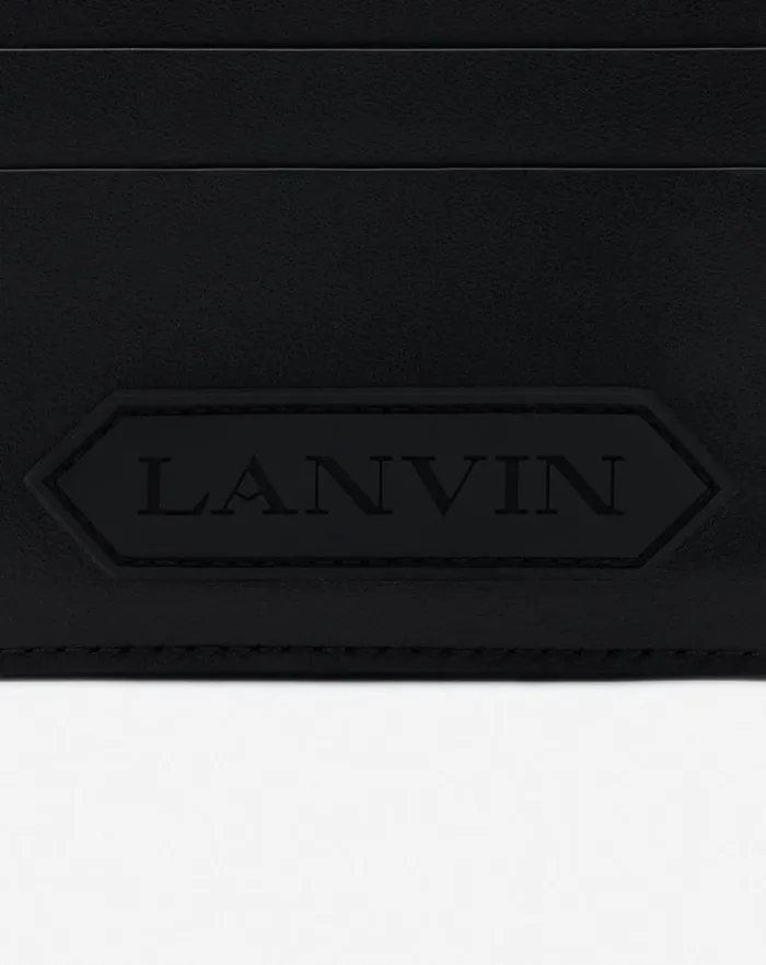 Men Lanvin Wallets and Small Leather Goods Lanvin Signature Leather Cardholder Black