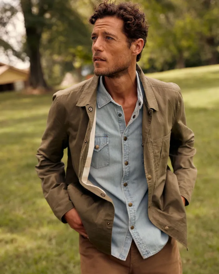 Men Leroy Shirt Jacket Moss Green Billy Reid Jackets and Outerwear