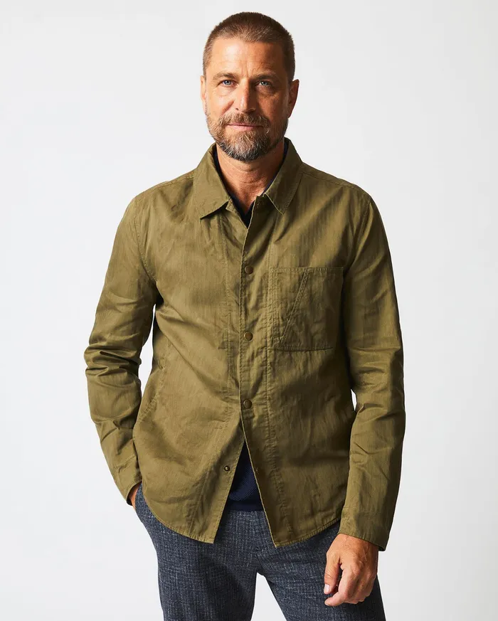 Men Leroy Shirt Jacket Moss Green Billy Reid Jackets and Outerwear
