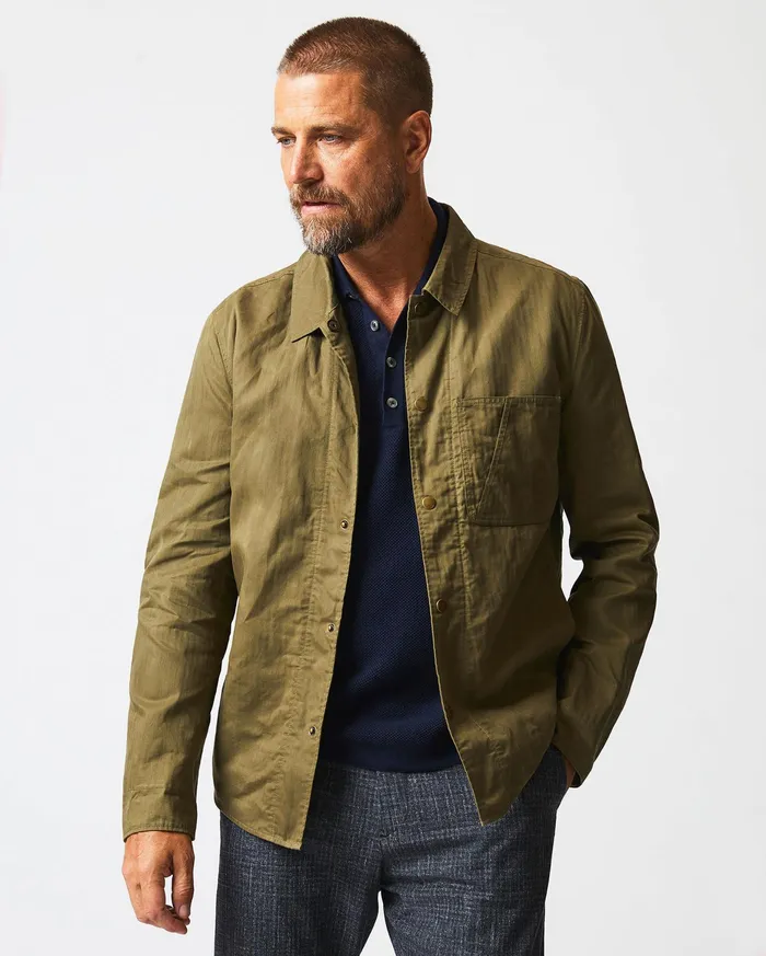 Men Leroy Shirt Jacket Moss Green Billy Reid Jackets and Outerwear